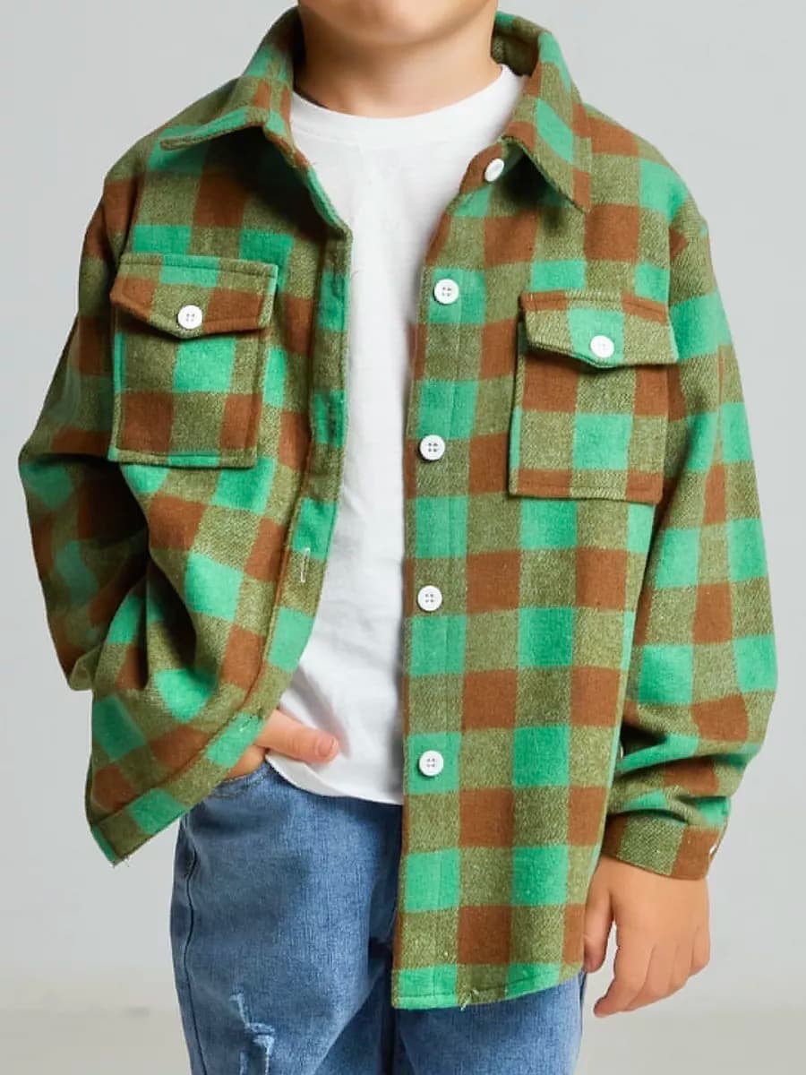 Рубашка в клетку модная детская