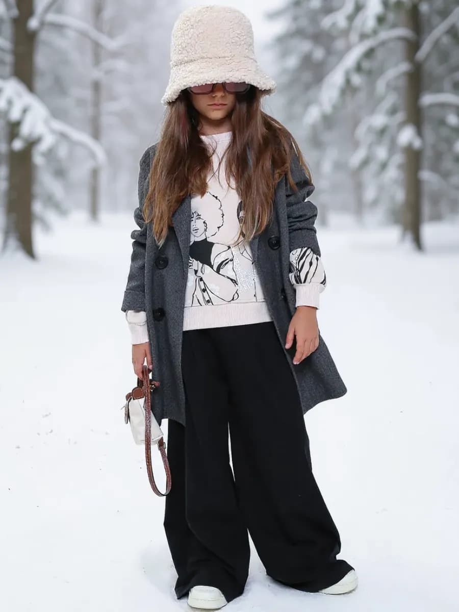 Брюки школьные для девочки широкие повседневные