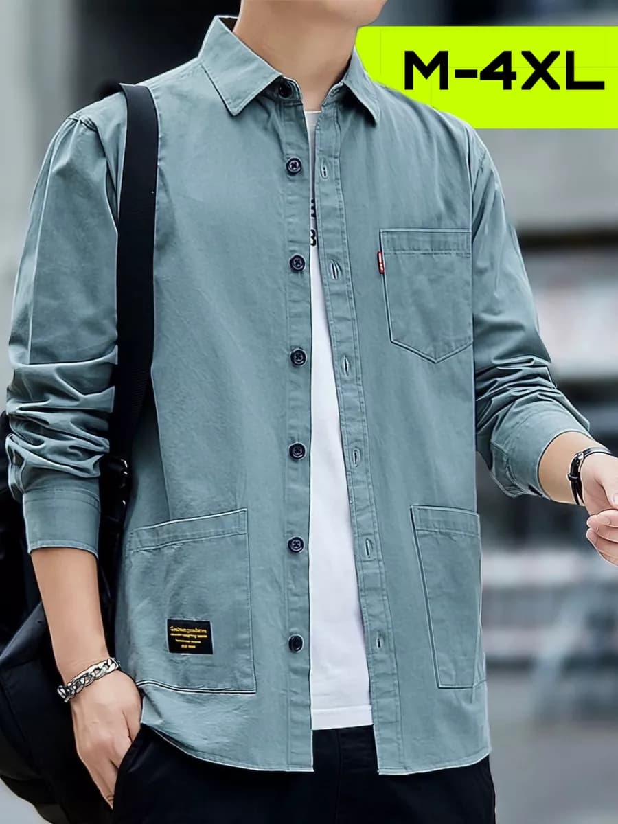 Рубашка хлопок оверсайз с длинным рукавом Y2K