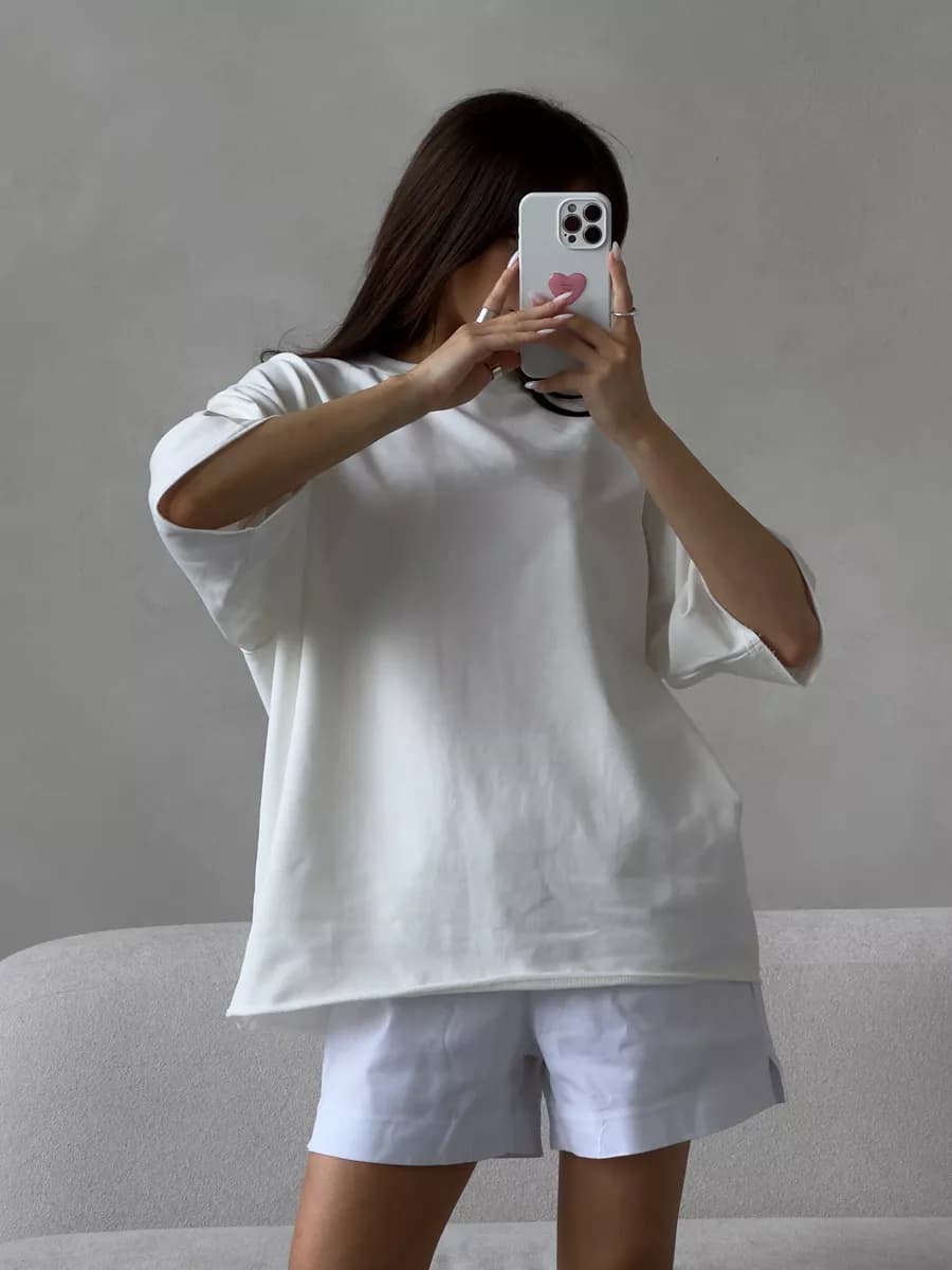 Футболка оверсайз однотонная хлопок