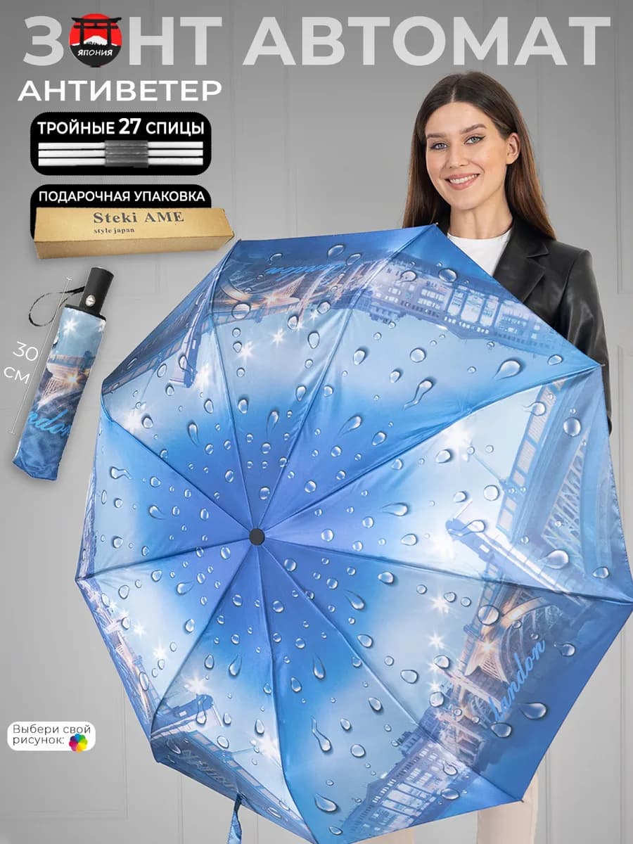 Зонт автомат антиветер складной