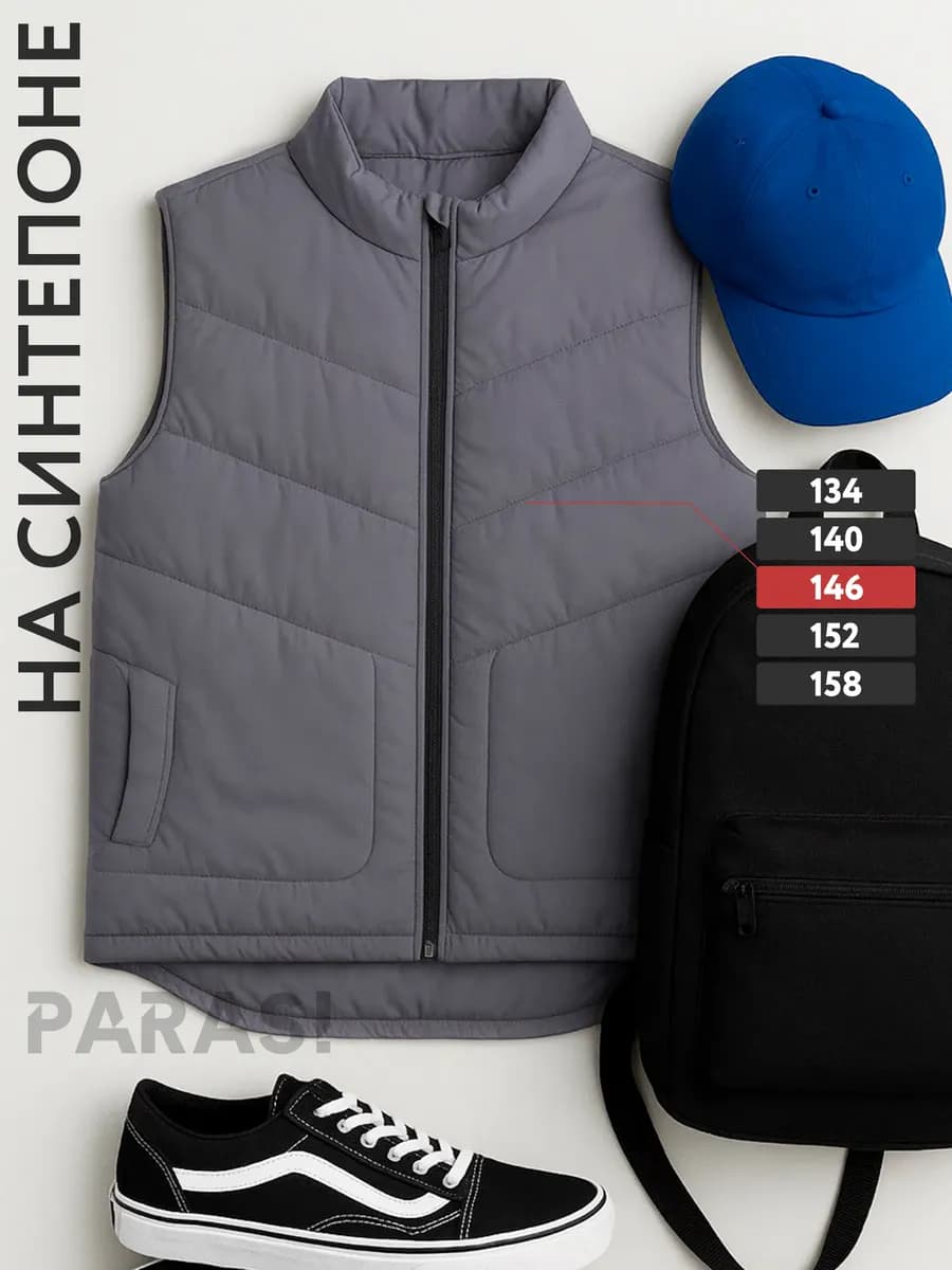 Жилетка классическая утепленная без капюшона