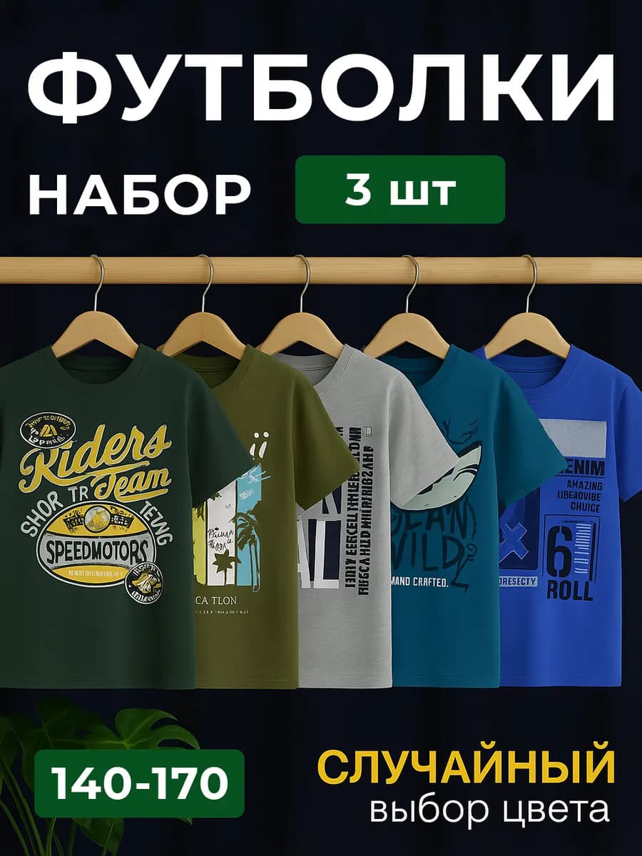 Футболка с принтом набор 3 шт