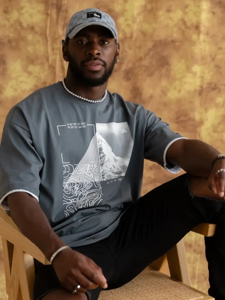 Футболка мужская оверсайз с принтом хлопок