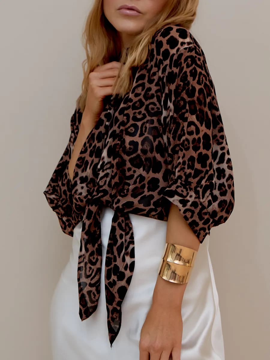 Рубашка оверсайз леопардовая вечерняя офисная