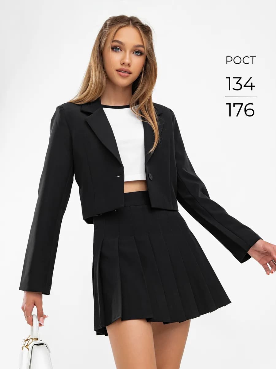 Пиджак укороченный оверсайз школьный блейзер короткий