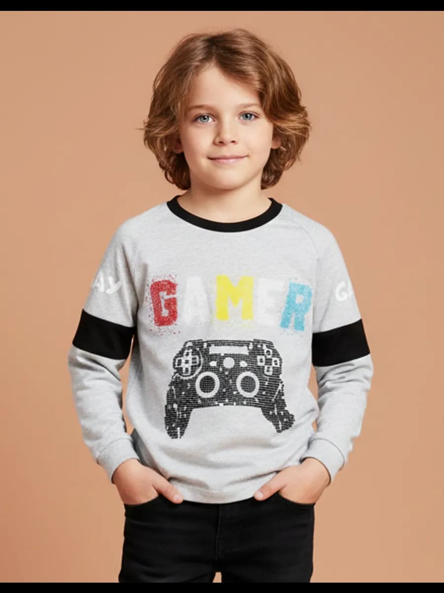 Свитшот с принтом 3 - 12 лет светящийся без начеса