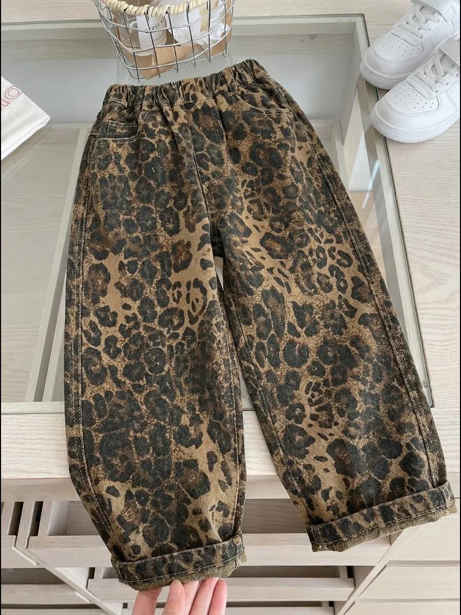 Джинсы леопардовые широкие палаццо