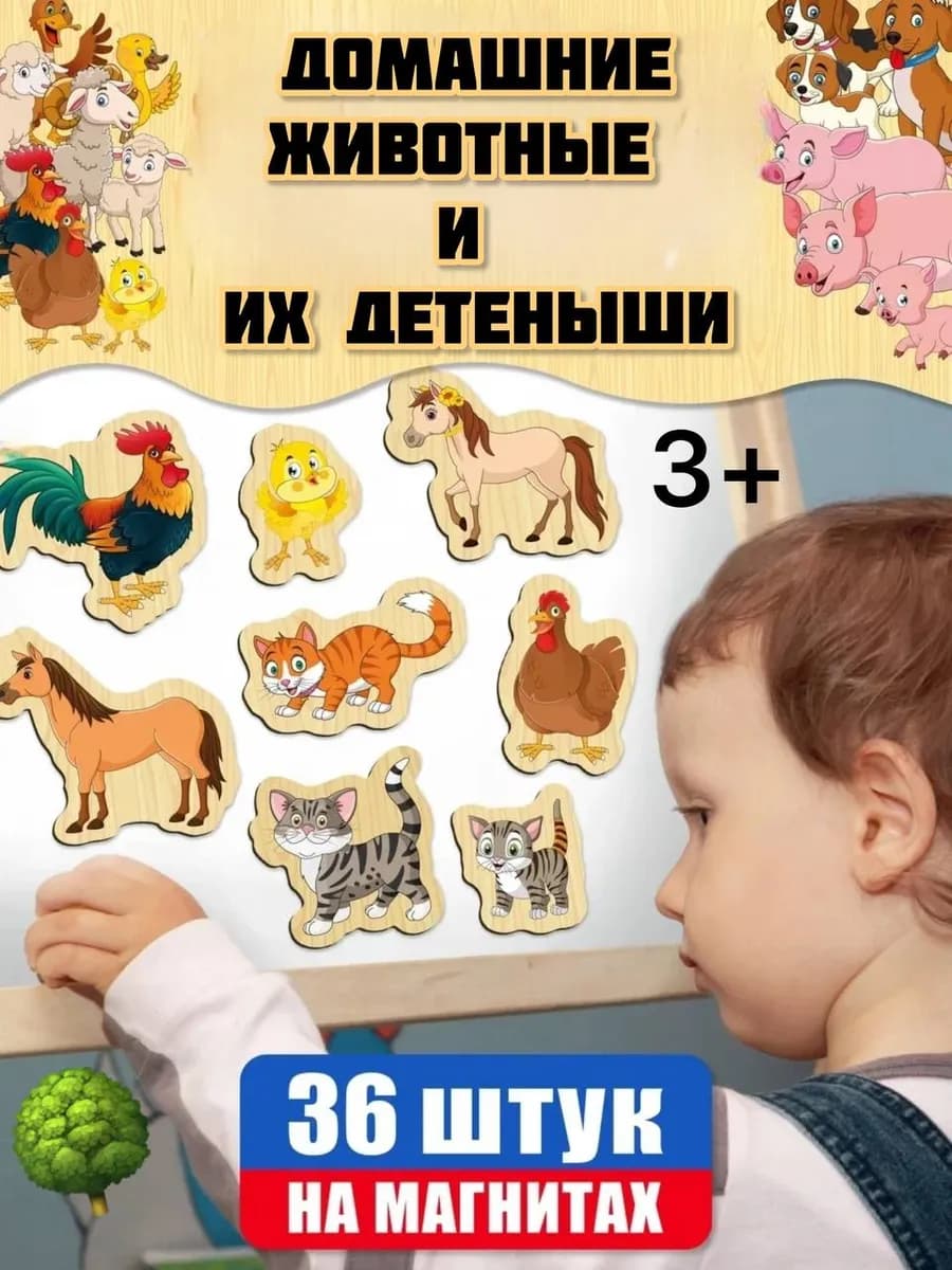 Магнитный набор из дерева для детей на холодильник