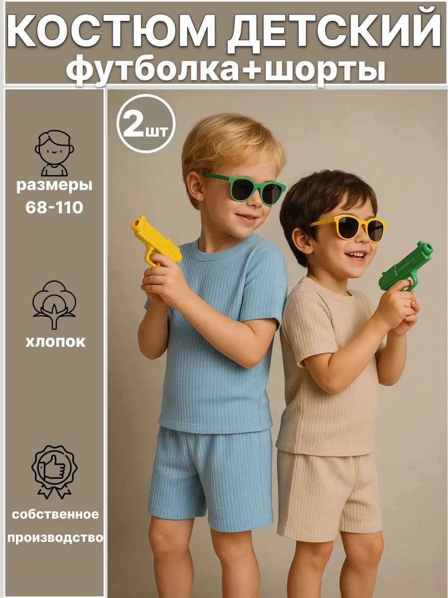 Костюм детский для мальчика футболка с шортами в садик