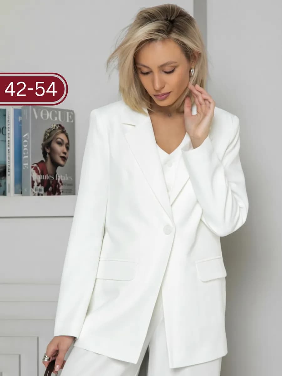 Белый пиджак женский длинный