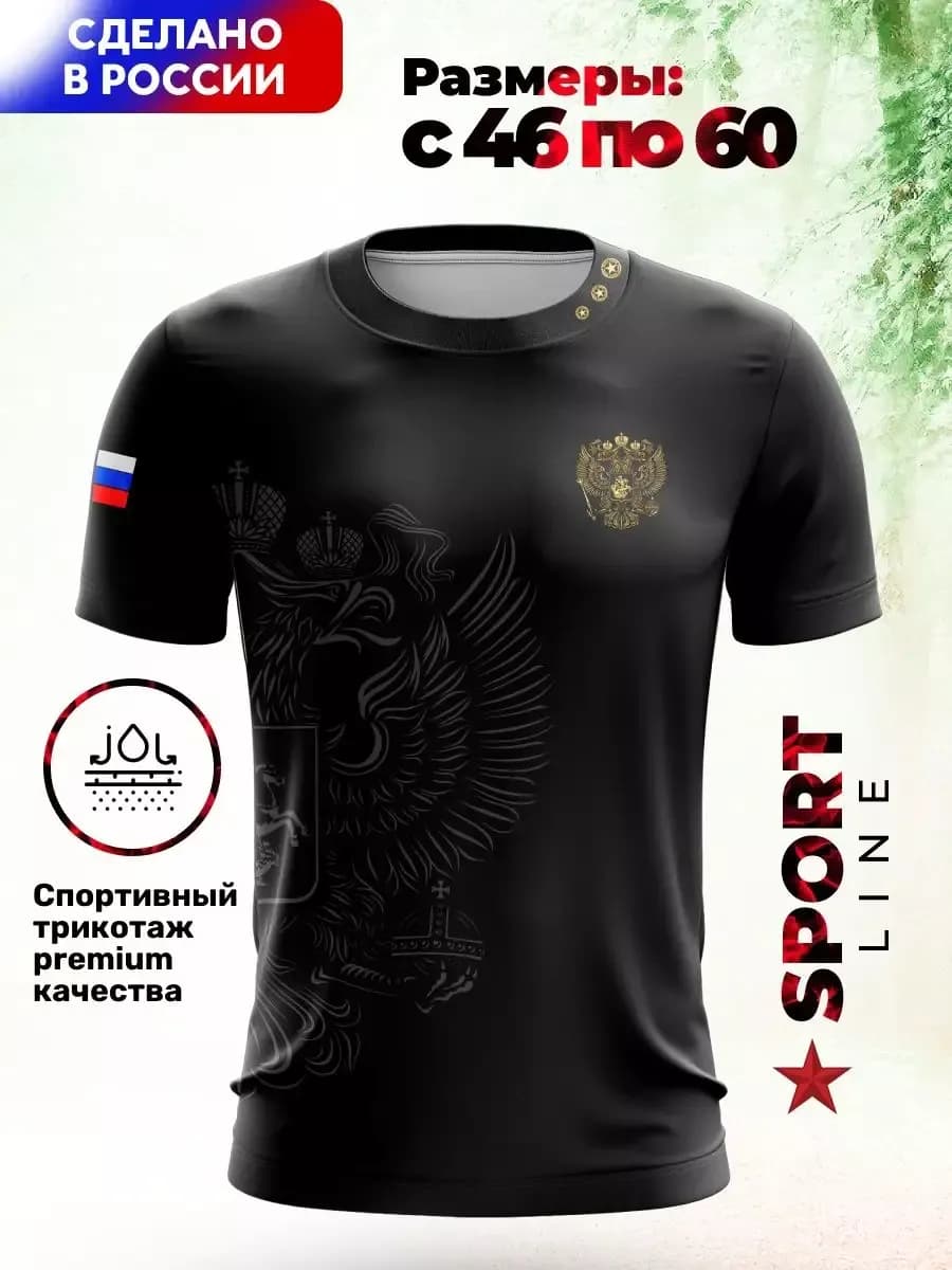 Футболка мужская с гербом России спортивная