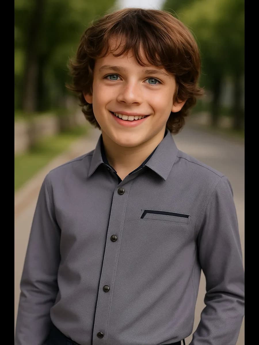 Рубашка школьная на кнопках приталенная