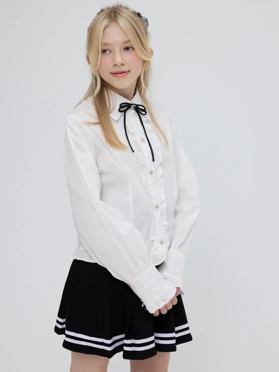 Рубашка школьная белая с бантиком