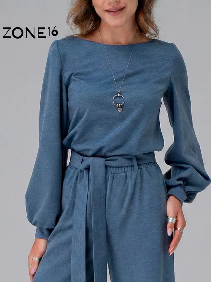 Костюм брючный трикотажный палаццо в офис