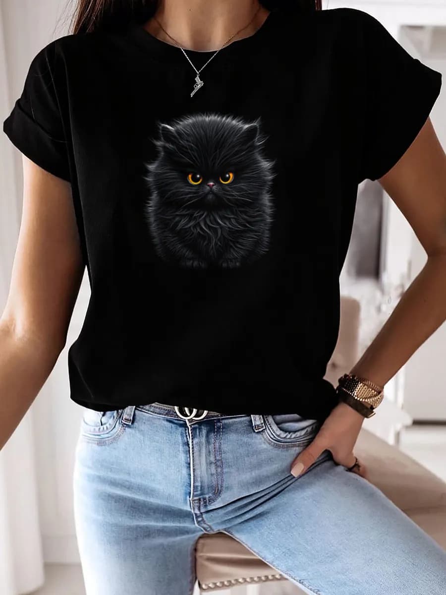 Футболка со светящимся принтом Котика