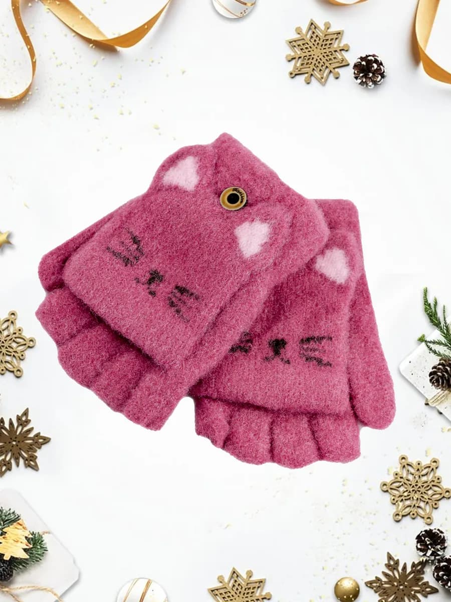 Перчатки-варежки без пальцев-митенки (5-7 лет)