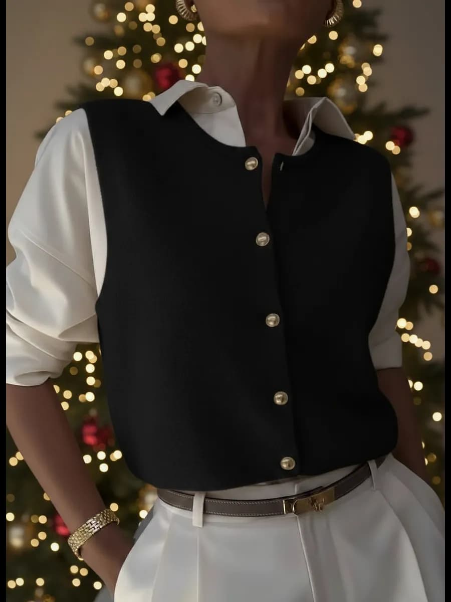 Жилет вязаный на пуговицах