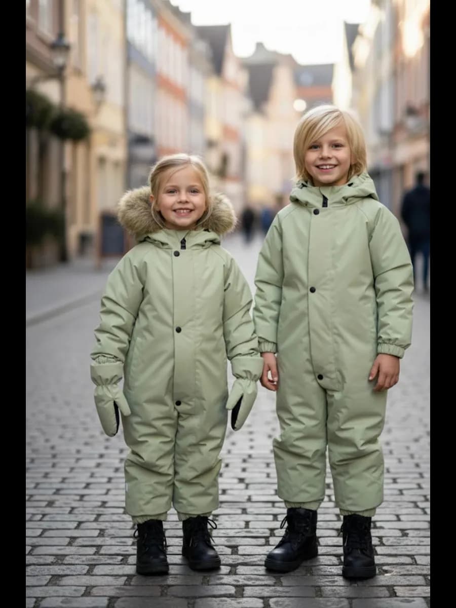 Зимний комбинезон мембрана теплый с меховым капюшоном