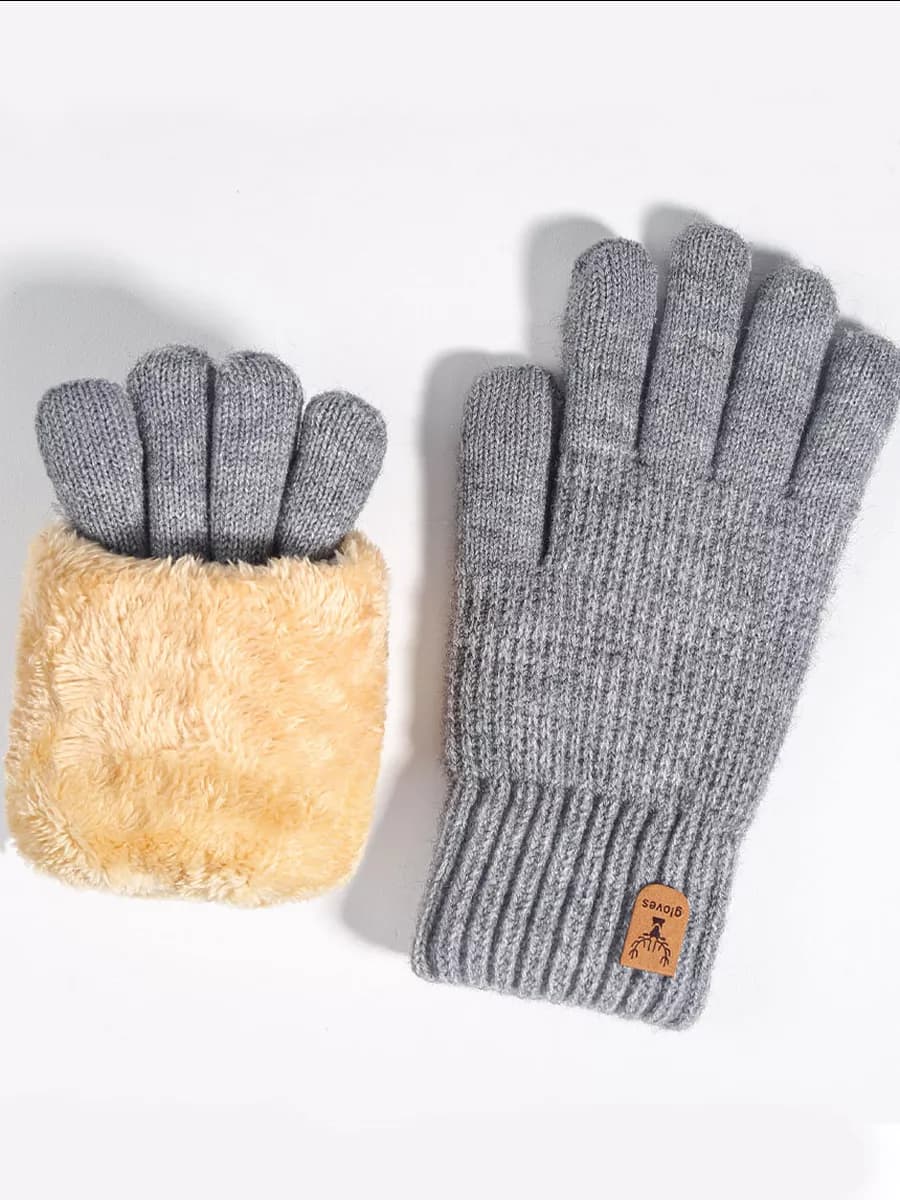 Перчатки зимние теплые с мехом вязаные сенсорные