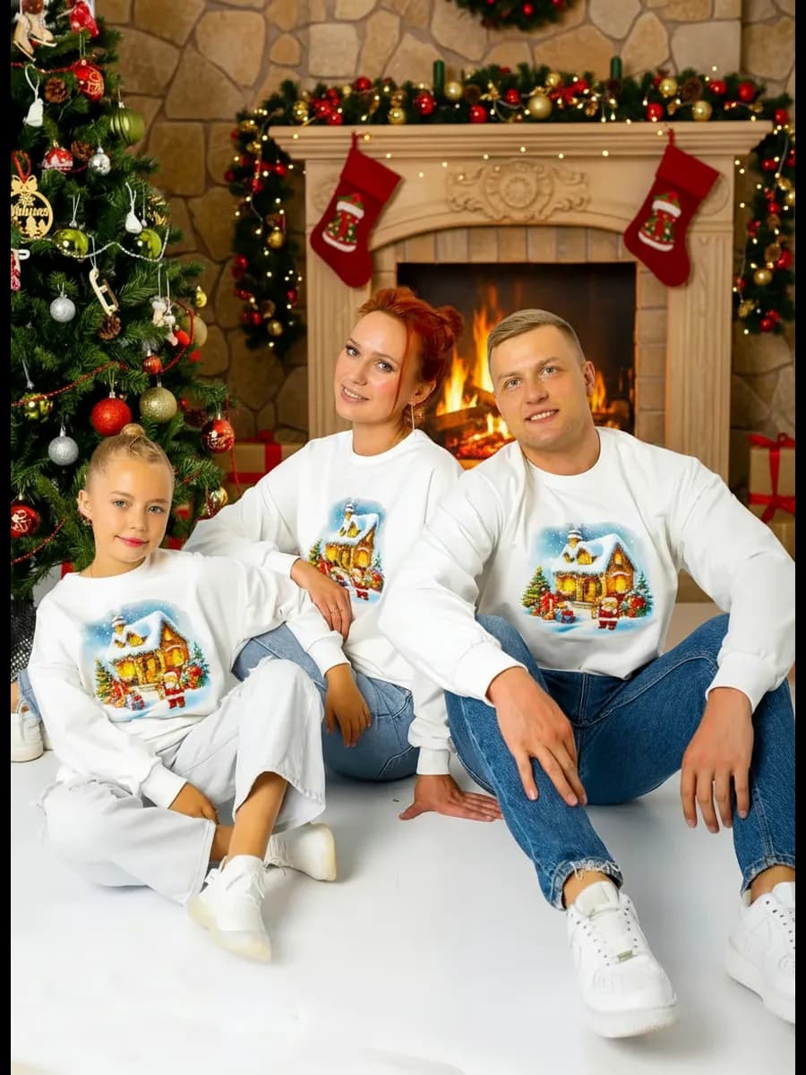 Джемпер с новогодним рисунком фэмили лук