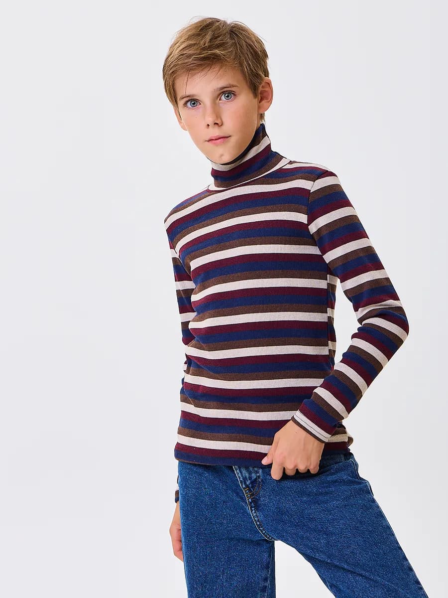 Водолазка школьная детская с горлом в полоску хлопок