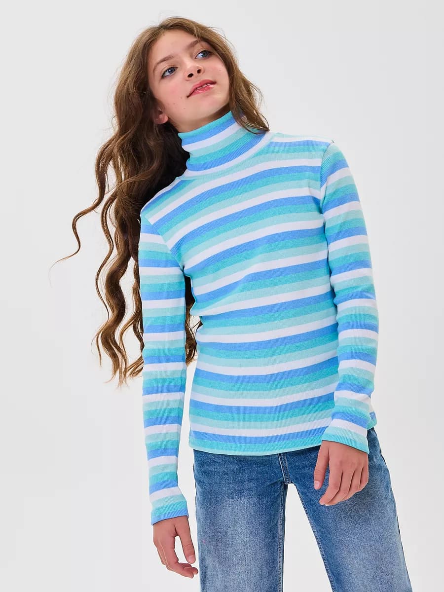 Водолазка школьная детская с горлом в полоску хлопок