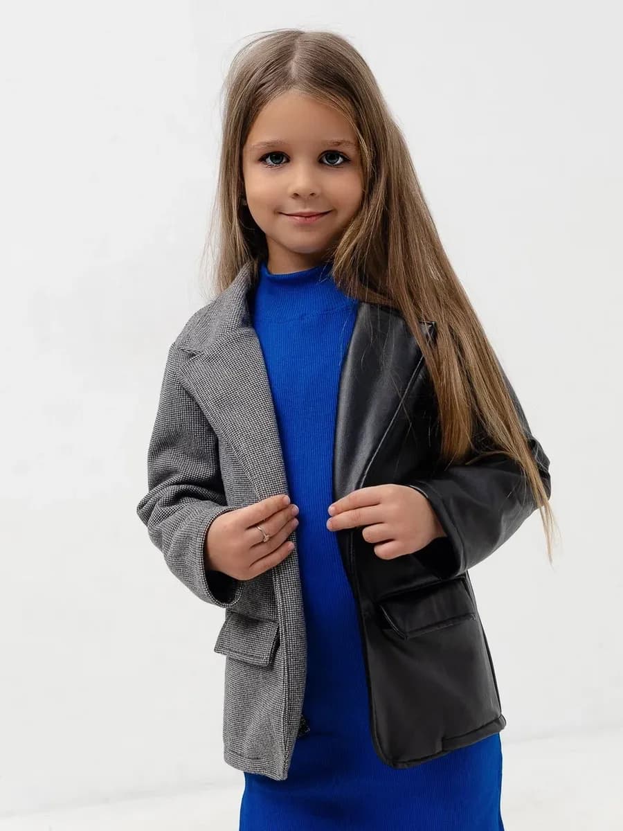 Жакет детский клетка кожа