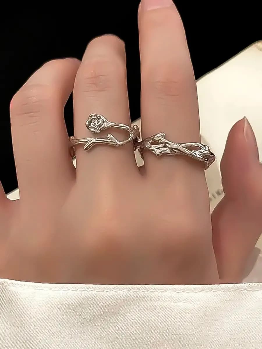 Набор колец роза y2k безразмерные 2 шт