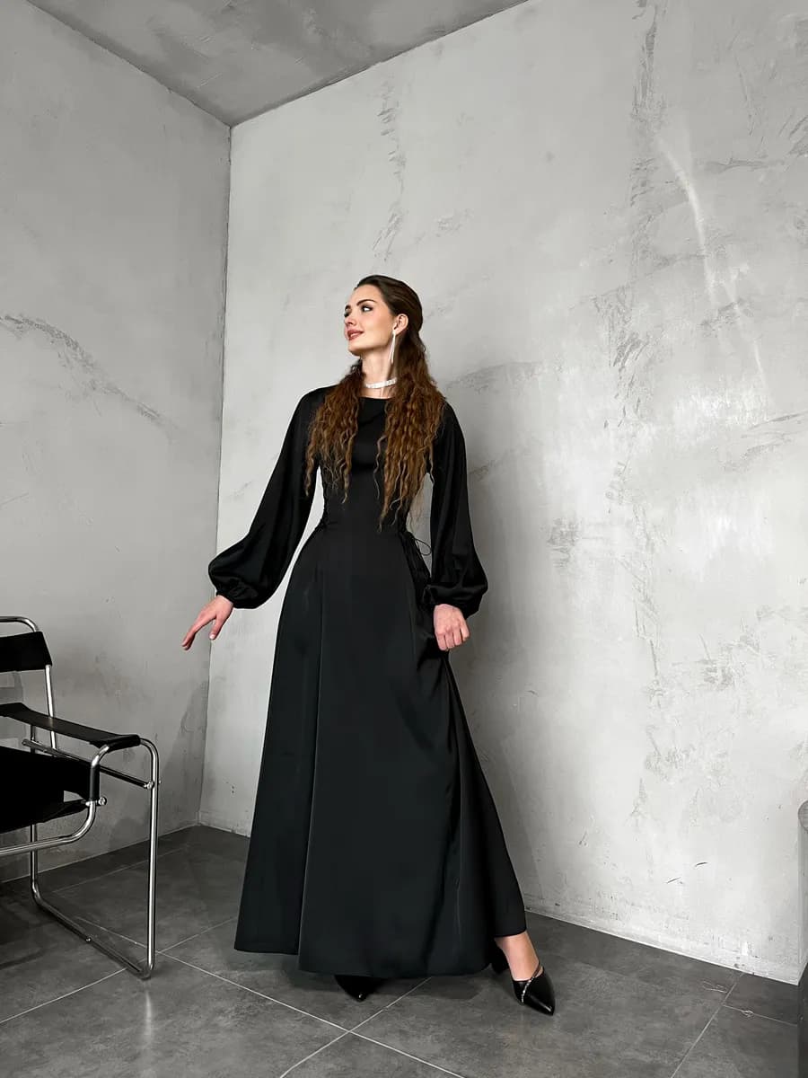 Длинное платье на завязках вечернее