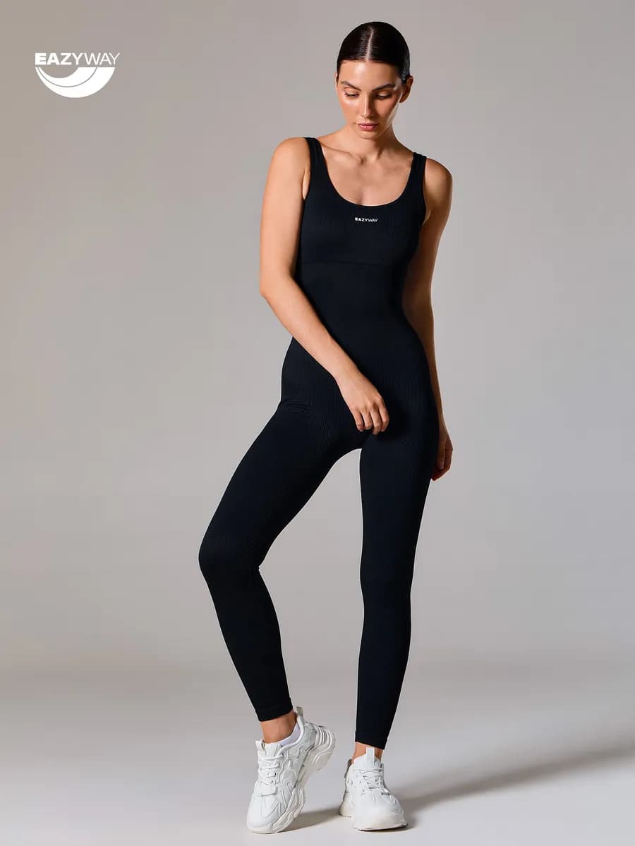 Комбинезон спортивный в рубчик для фитнеса