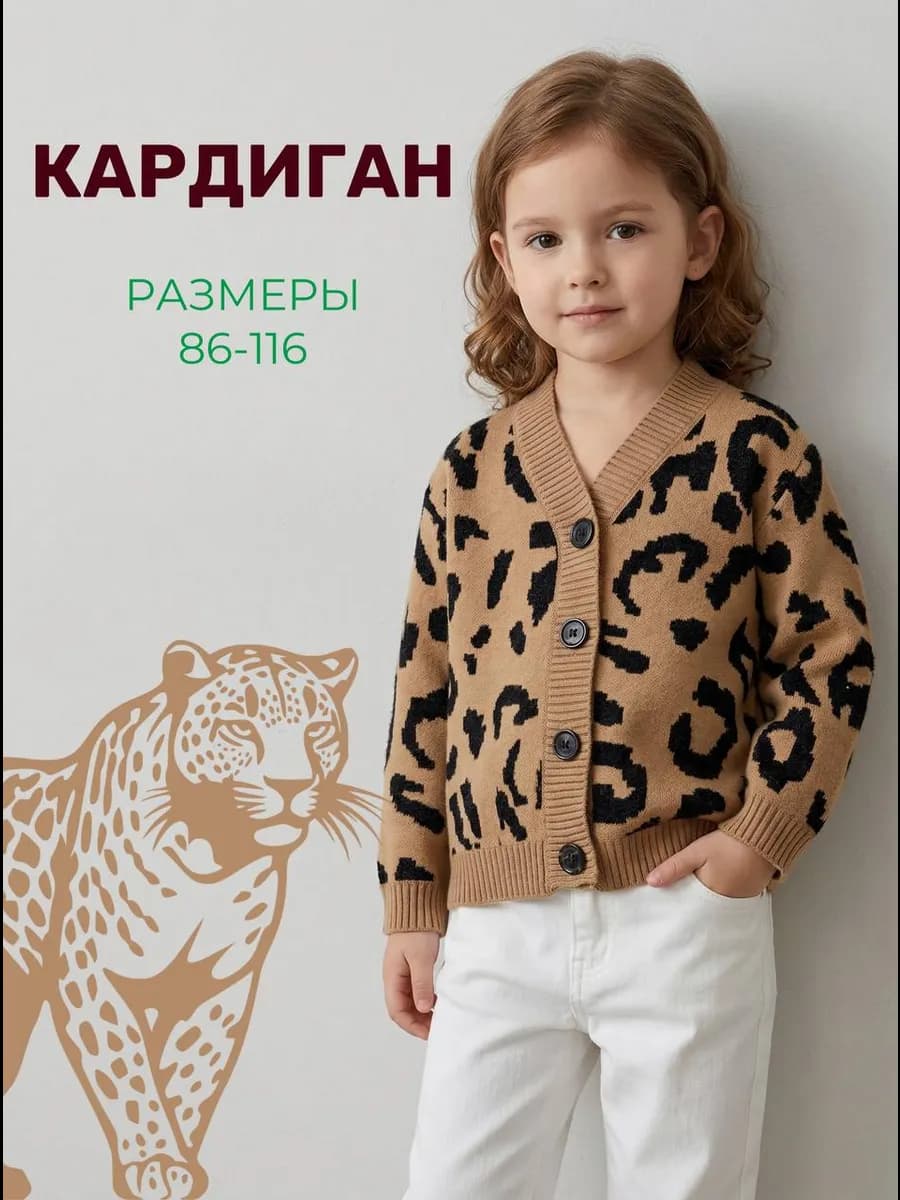 Кардиган детский леопардовый