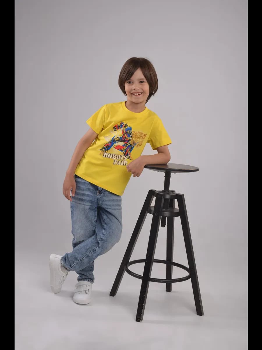 Футболка для мальчика желтая с принтом