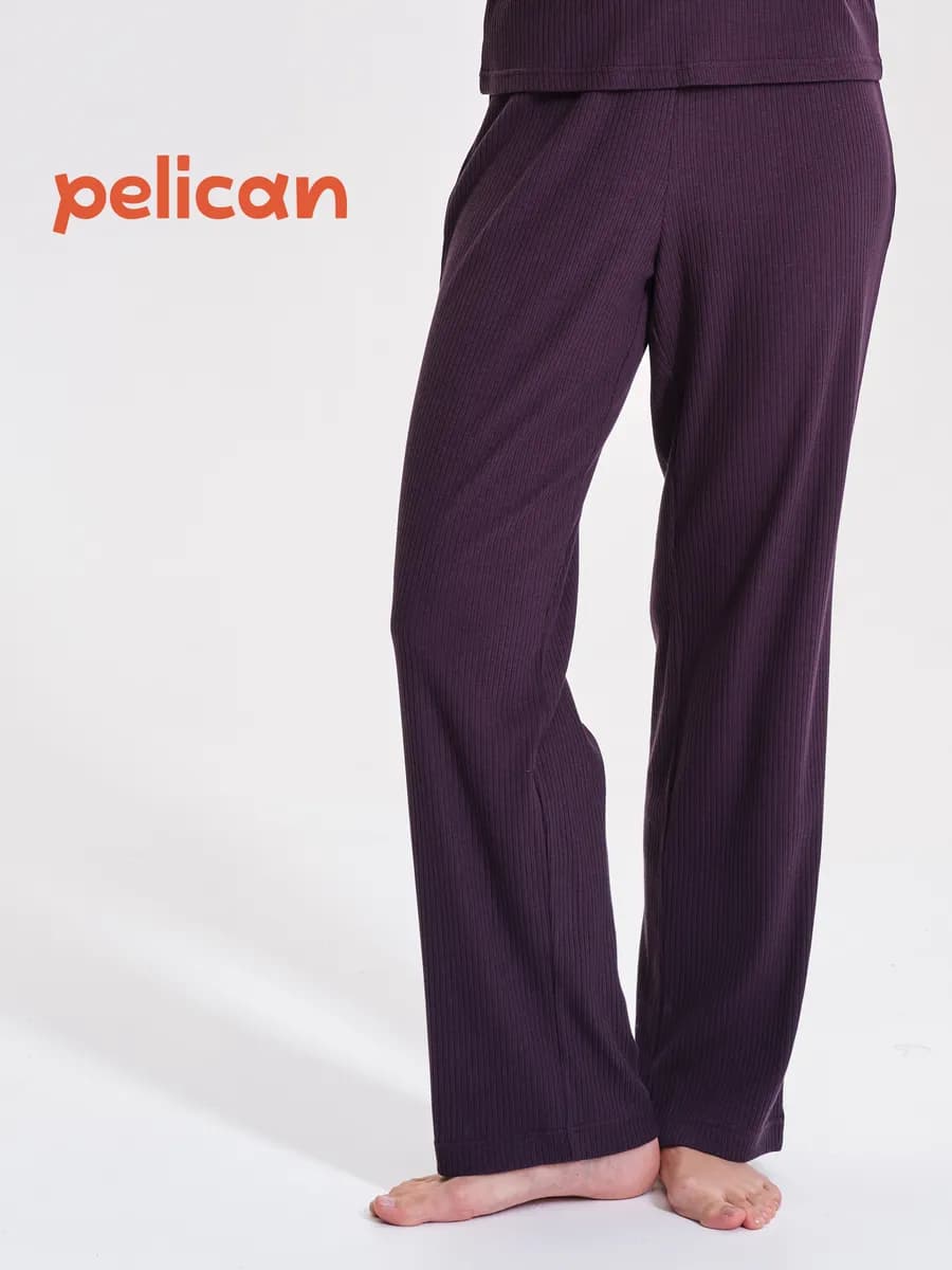 Брюки домашние на резинке в рубчик