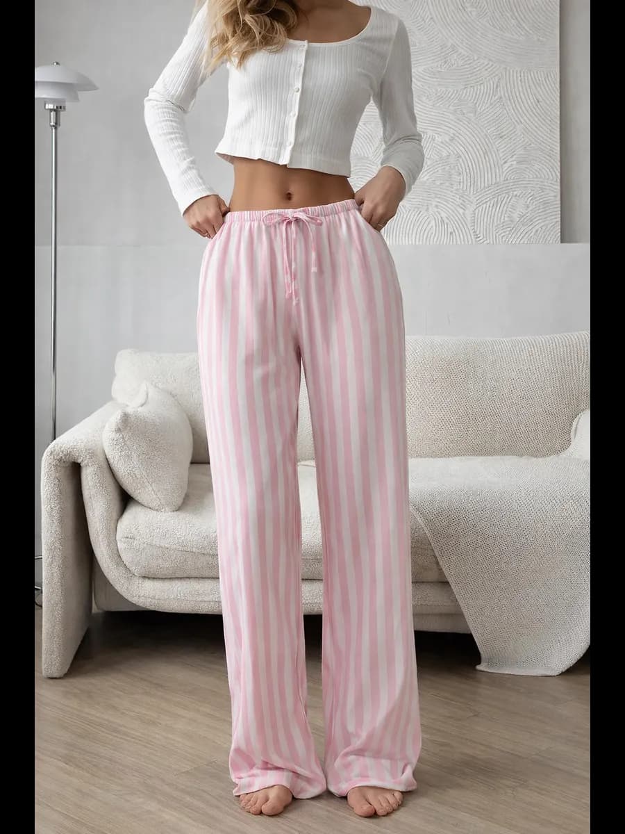 Брюки женские домашние хлопок в полоску на 8 Марта