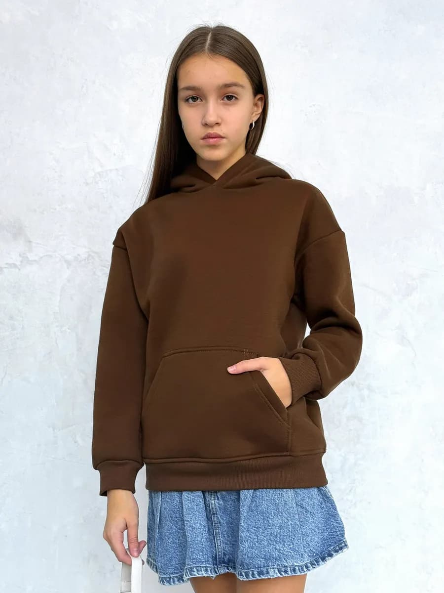 Худи оверсайз теплое с начесом толстовка подростковая