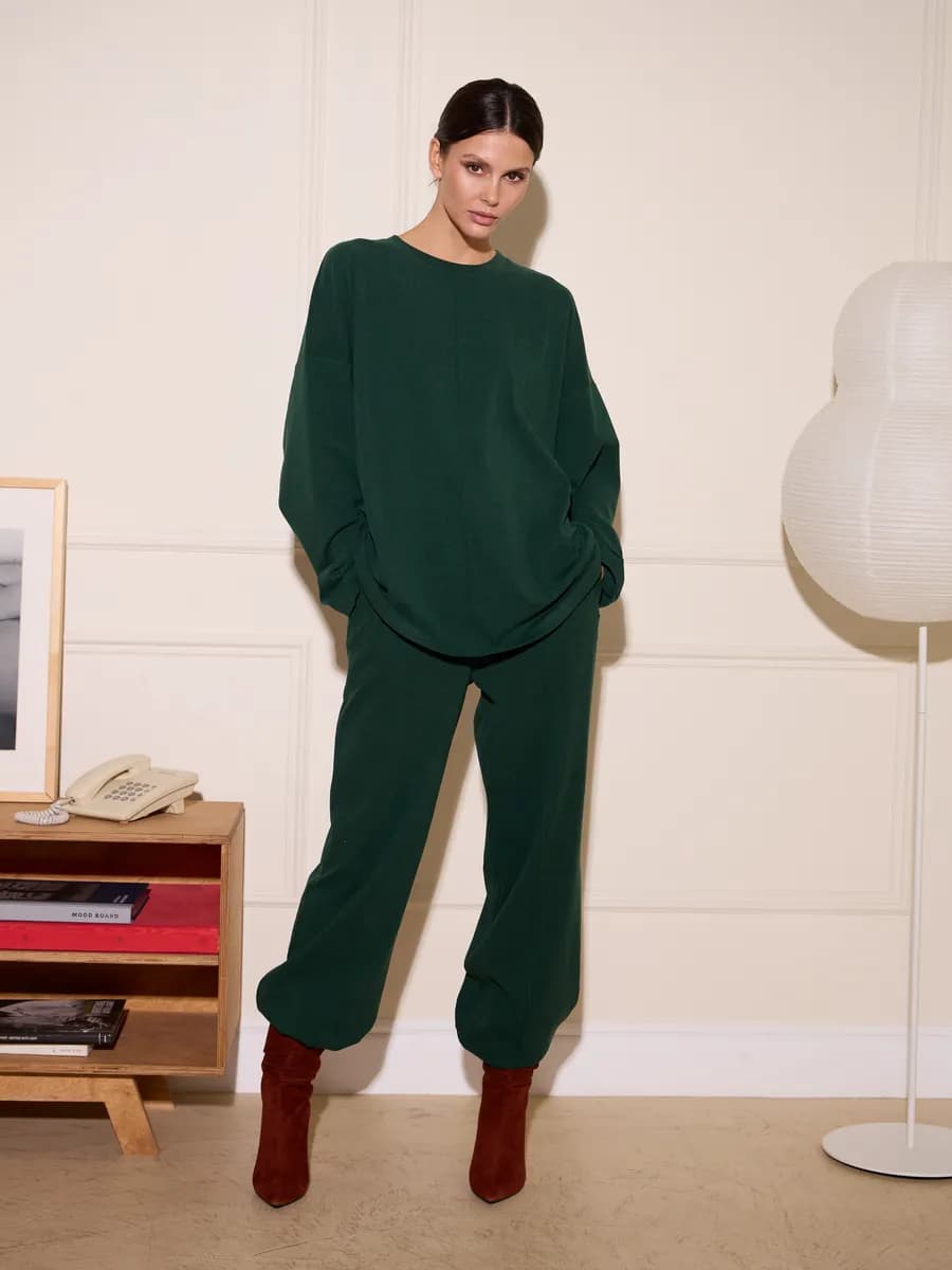 Кашемировый костюм брючный теплый трикотажный оверсайз