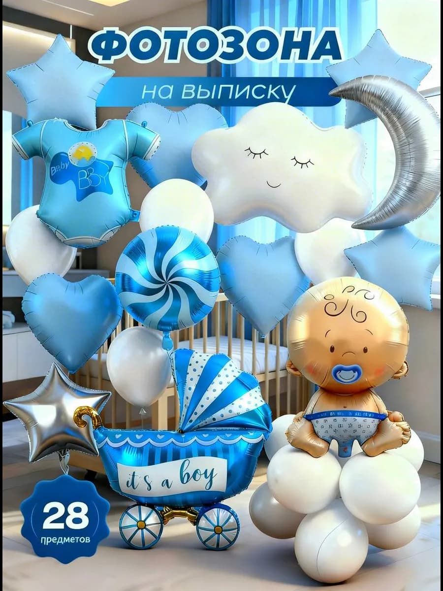 Воздушные шары на выписку новорожденного