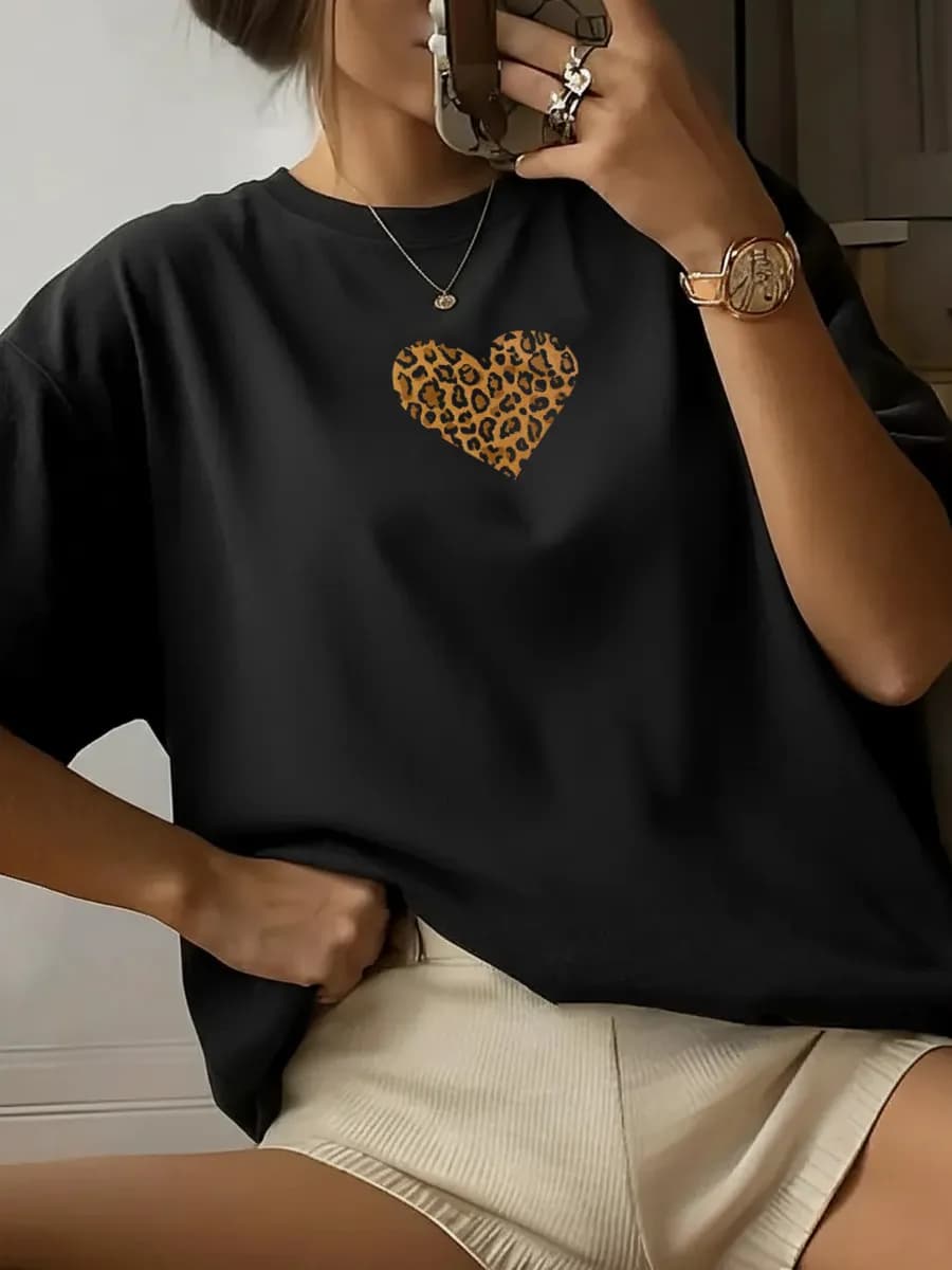 Футболка оверсайз хлопок светящийся принт повседневная