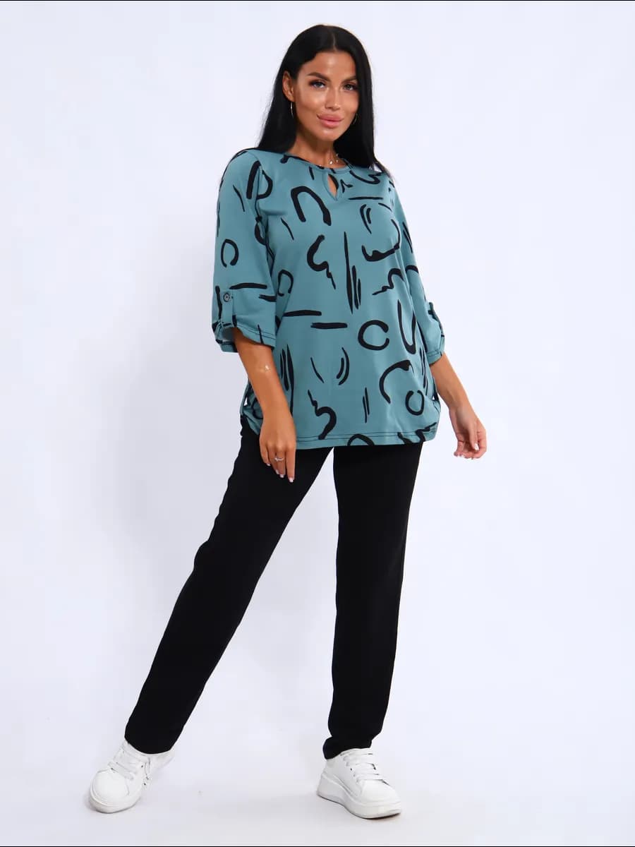 Домашний костюм трикотажный двойка с брюками