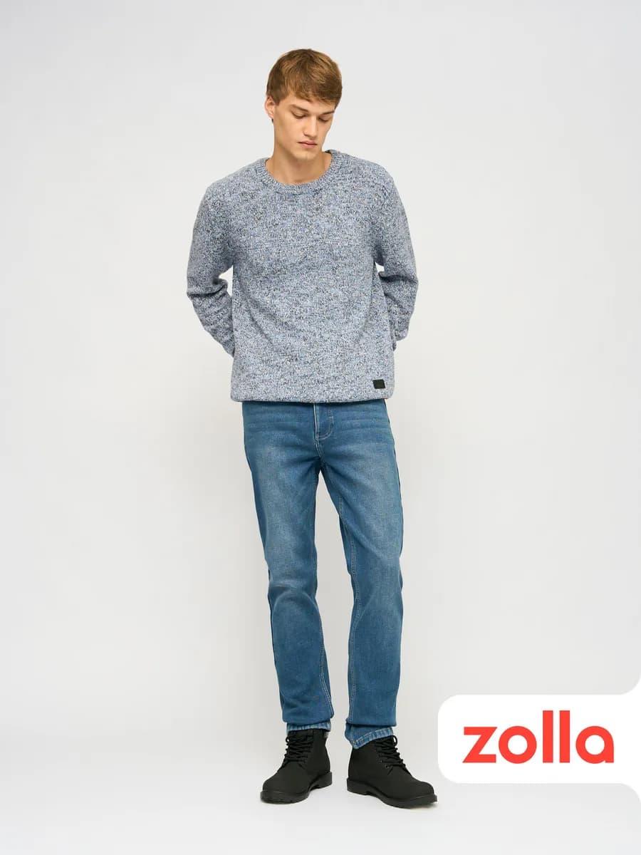 Тёплые мужские джинсы Slim с флисом зима