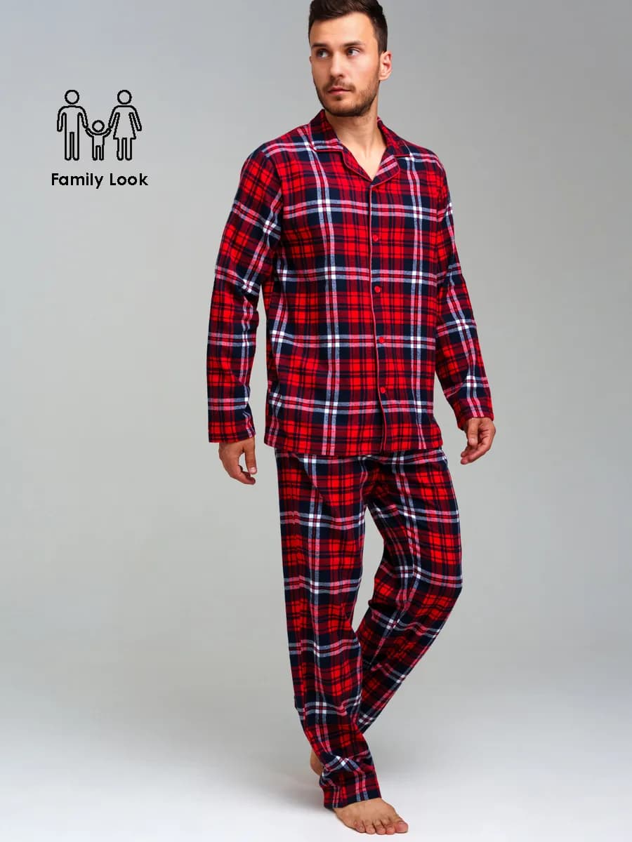 Пижама в клетку фланелевая рубашка, брюки