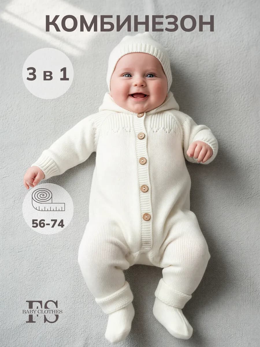 Вязаный комбинезон для новорожденных малышей