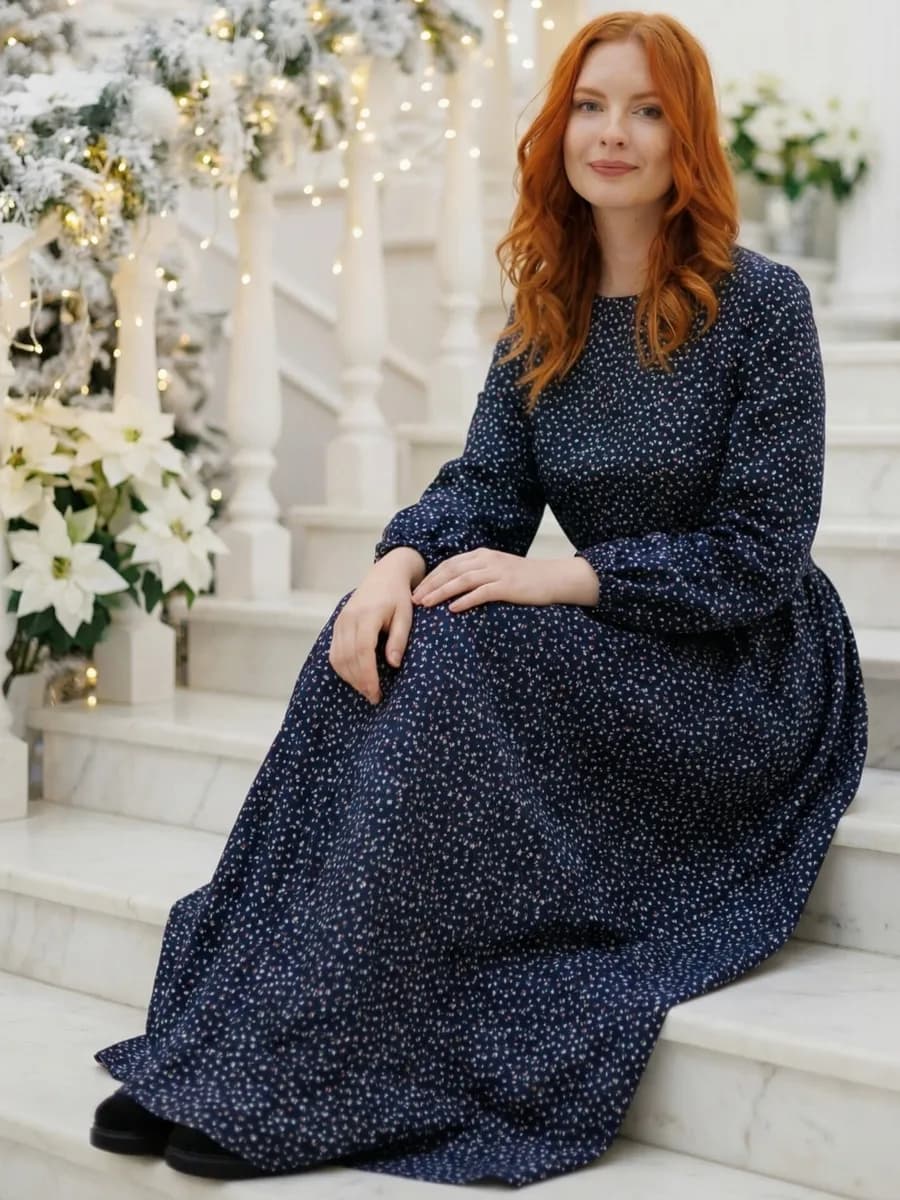 Платье из фланели теплое длинное