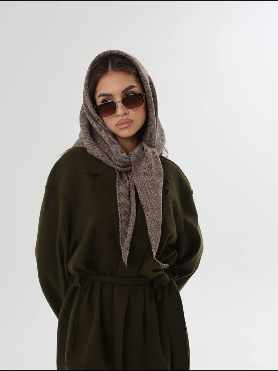 Платок косынка шарф вязаный шерстяной на голову шею