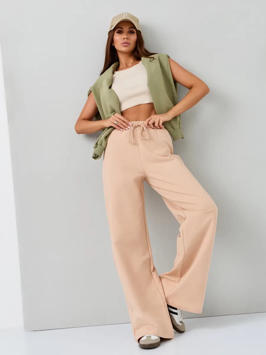 Брюки спортивные палаццо широкие прямые