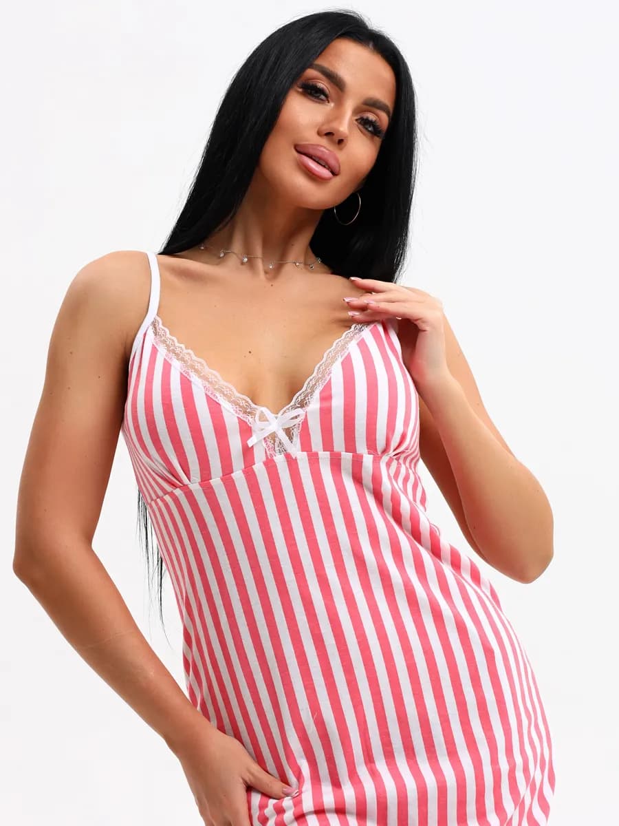 Ночная сорочка хлопок на бретельках домашняя