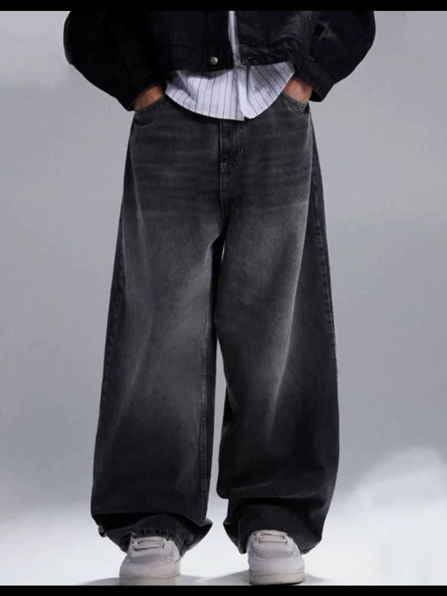 Джинсы широкие багги на резинке