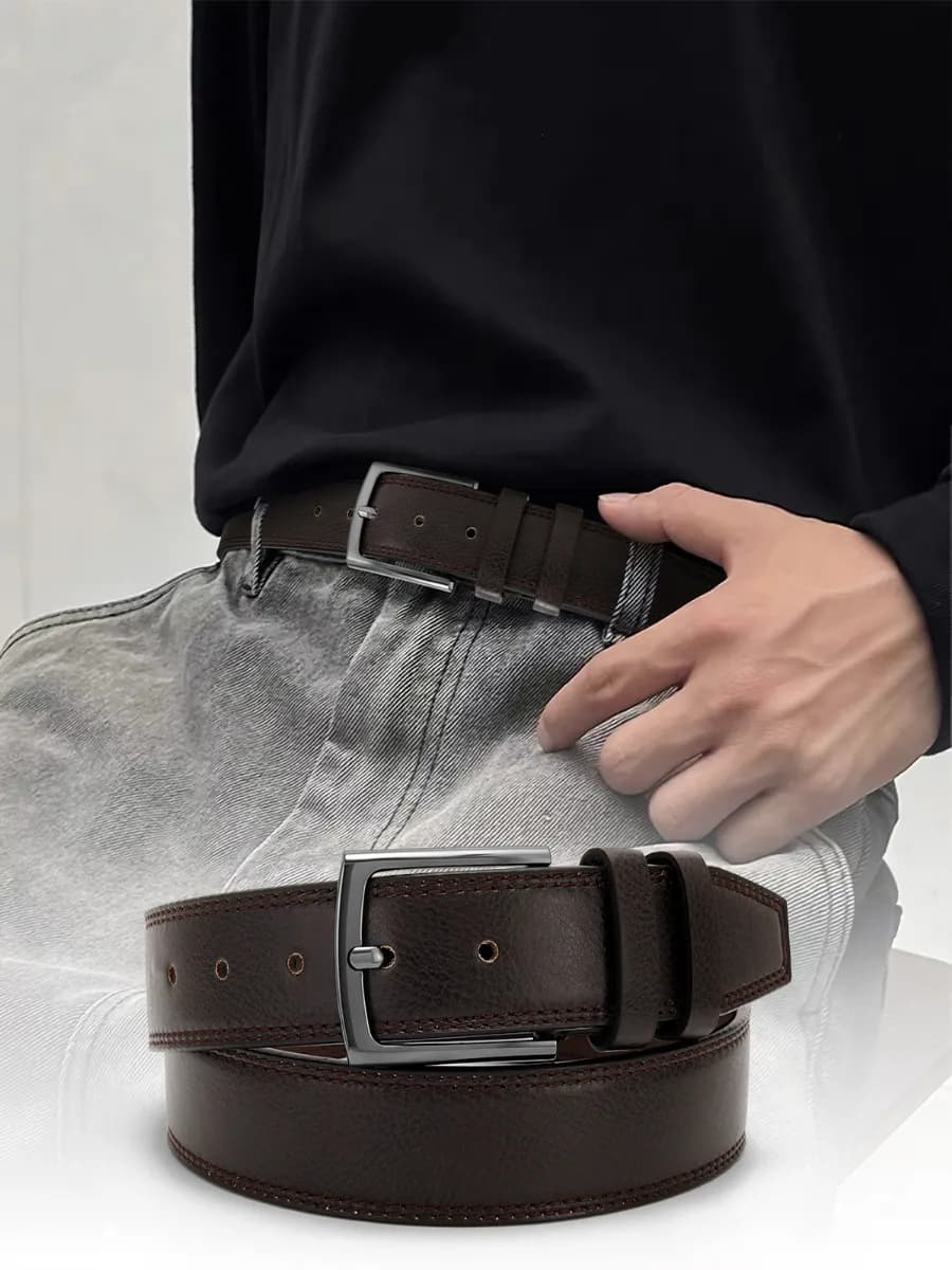 Ремень для джинс и брюк кожаный подарочный набор