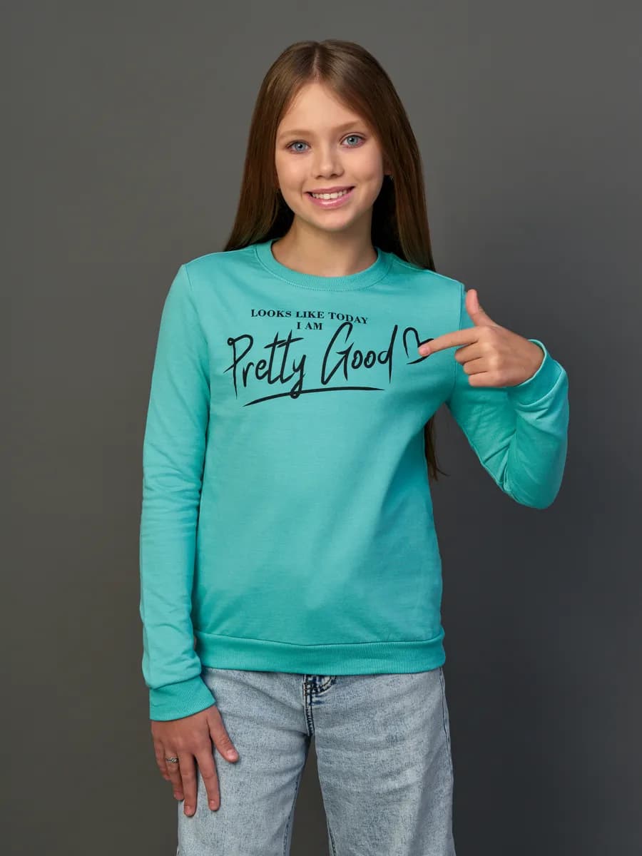 Толстовка свитшот без начеса с принтом